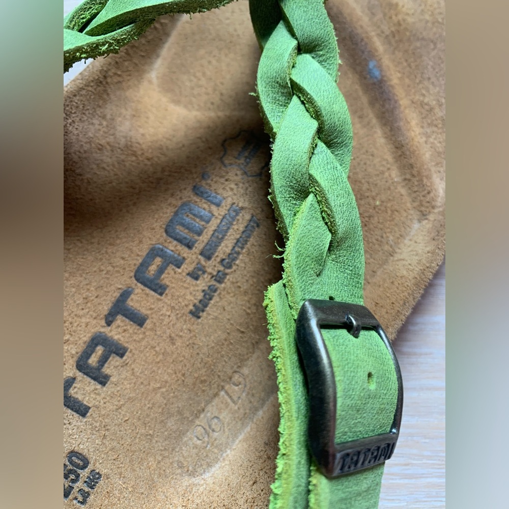 Birkenstock Braided Lime Green Leather Thong Sandals - Picture 13 of 13